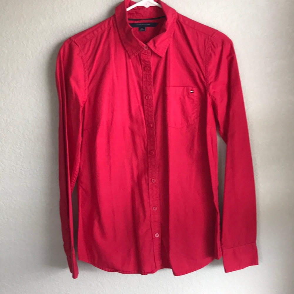 Raspberry Tommy Hilfiger button down shirt